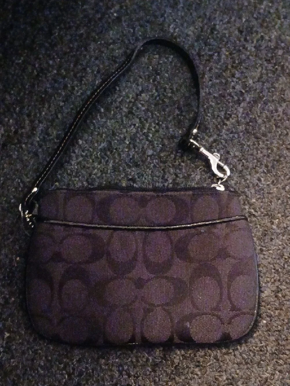 Coach Black Signature Canvas Wristlet with Detachable Strap